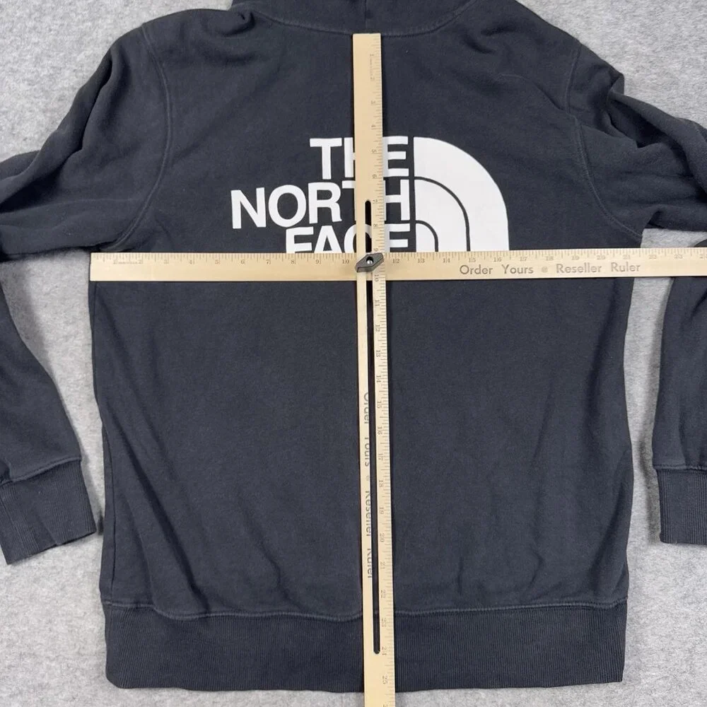 North Face Hoodie Mens Medium Black Spell Out Graphic Full Zip - Picture 4 of 16